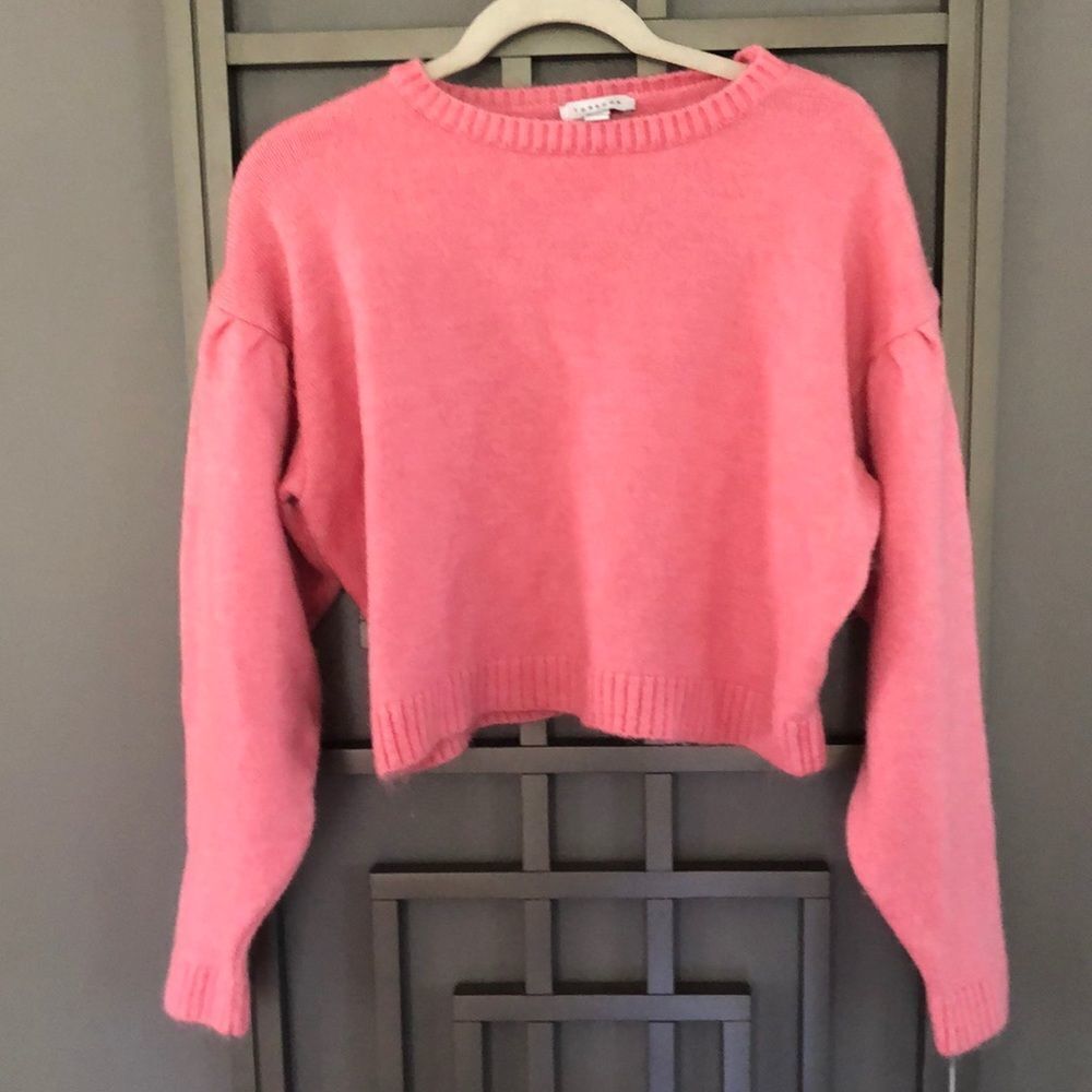 TOPSHOP Pink cropped oversized sweater